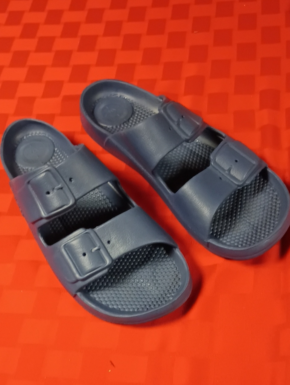 A194 Men's Navy Dual-Buckle Slide Sandals